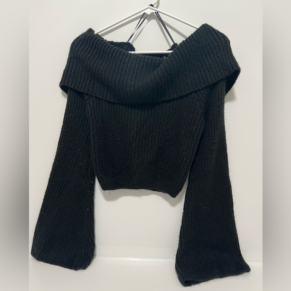 Off the shoulders, sweater top with flare sleeves